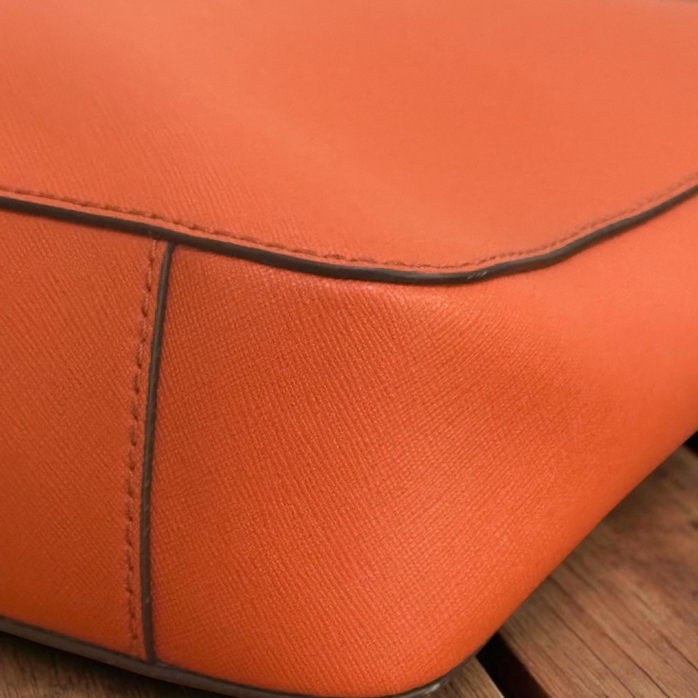 Authentic Michael Kors Saffiano Orange Leather Shoulder Crossbody Bag - Picture 7 of 16
